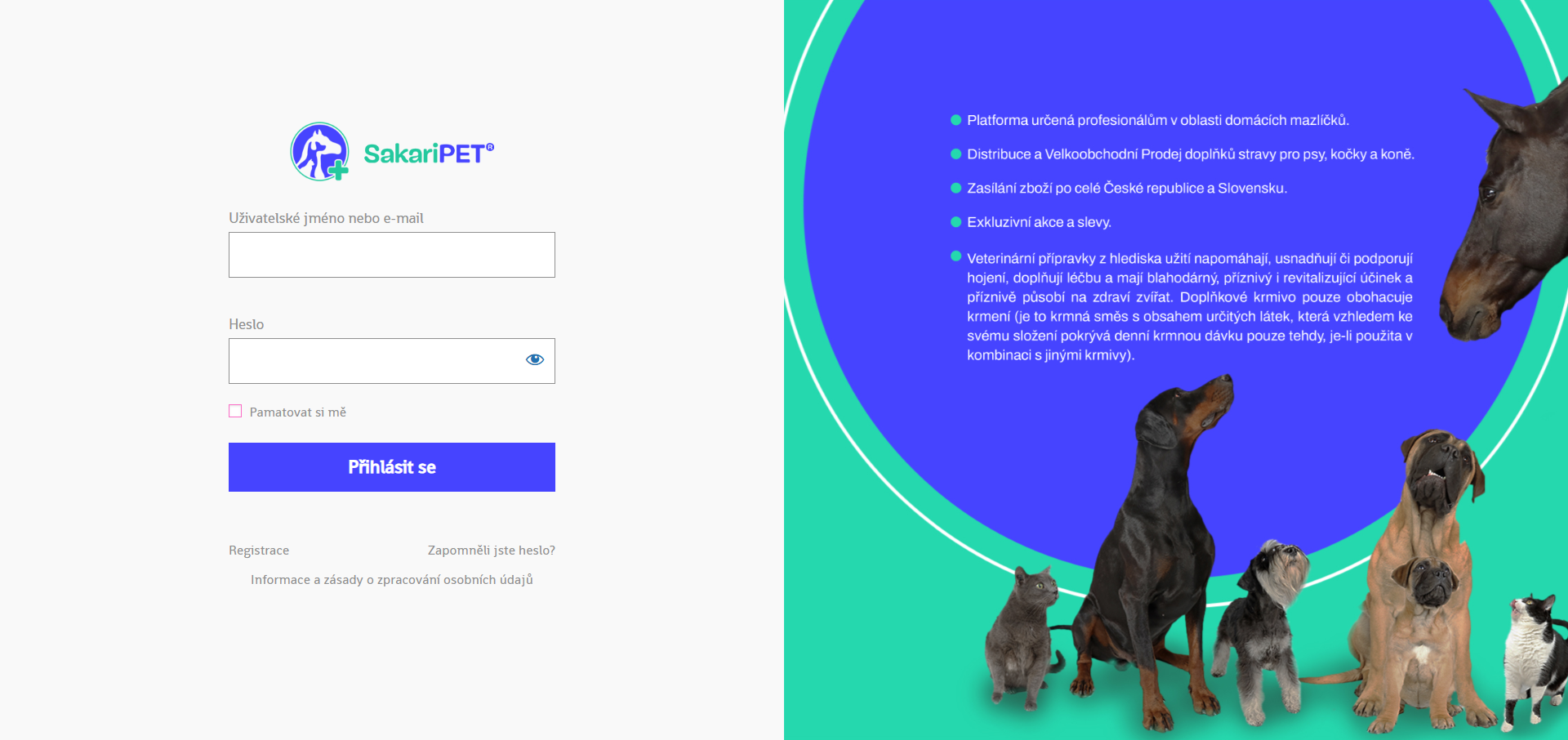Pagina di accesso Sakari-B2B per clienti all'ingrosso verificati con un'interfaccia di accesso privato dedicata.