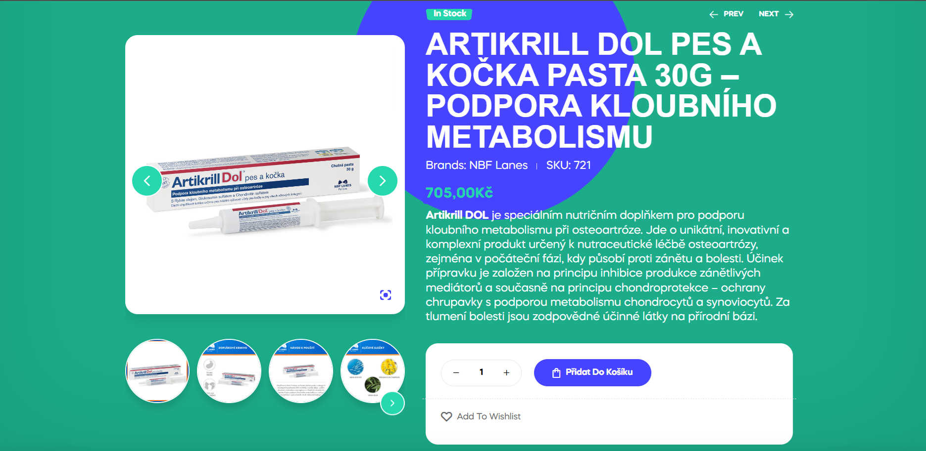 SakariPet product page with product details, stock information and add-to-cart section.